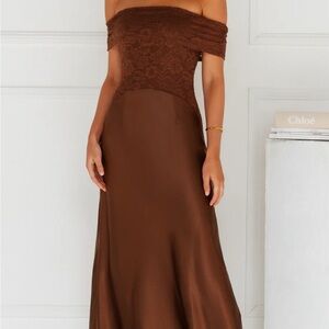 Runaway the Label - Brown Off-Shoulder Dress